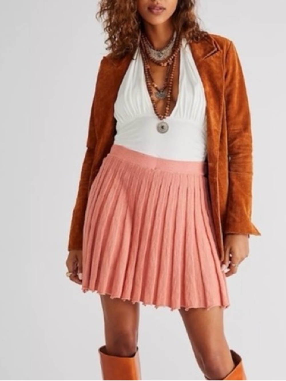 FP Beach Pleated A-Line Mini Skirt